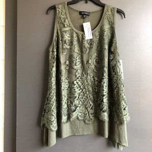 Karen Kane sleeveless top, lace front, size 2X, new w/tag